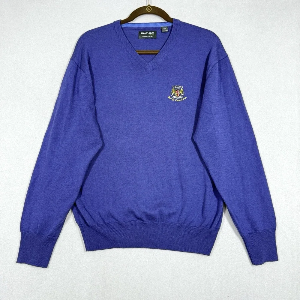 G MAC by Kartel Sweater Mens Medium Wool V Neck Pullover‎ Ireland Dromoland Golf - Picture 2 of 12